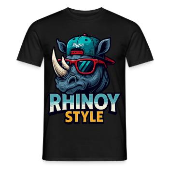 RHINOY STYLE - Men's T-Shirt - black - Front - AI Model Male 178 light (178cm)
