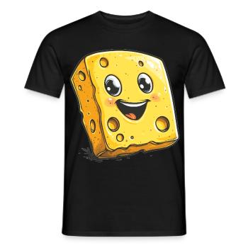 Laughing Cheese Cartoon - Men's T-Shirt - black - Front - AI Model Male 178 light (178cm)