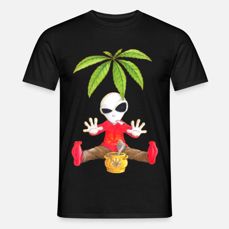 Hanf Alien - Männer T-Shirt - Schwarz