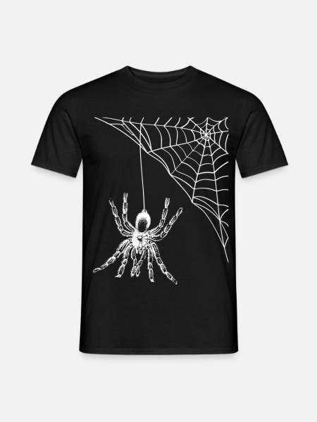 Spinnenweb Silhouette Netzkunst - Männer T-Shirt - Schwarz