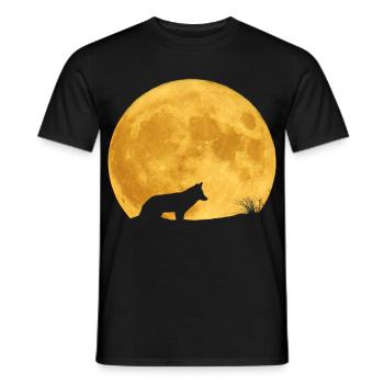 Wolf silhouette and golden moon - Men's T-Shirt - black - Front - AI Model Male 178 light (178cm)