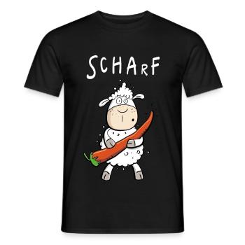 Pepperoni Sheep I Sharp comic pun - Men's T-Shirt - black - Front - AI Model Male 178 light (178cm)