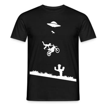 Motocross Stunt Mit Aliens und Kuh - Männer T-Shirt - Schwarz - Vorne - AI Model Male 178 light (178cm)