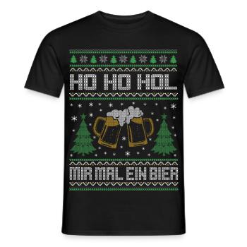 Ho Ho Ho hol mir mal ein Bier ugly Christmas - Männer T-Shirt - Schwarz - Vorne - AI Model Male 178 light (178cm)