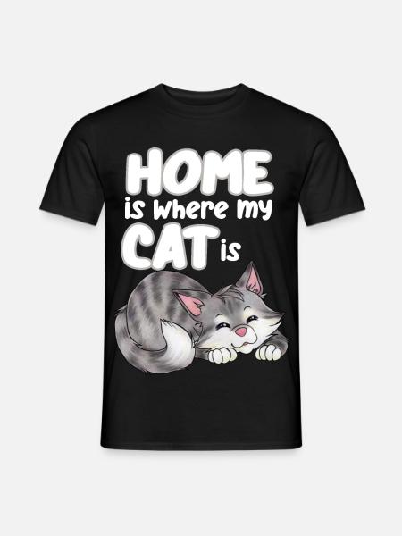 Zuhause ist dort wo meine Katze ist - Männer T-Shirt - Schwarz