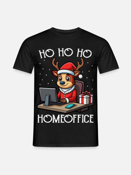 Ho Ho Ho Homeoffice Weihnachten Rentier - Männer T-Shirt - Schwarz