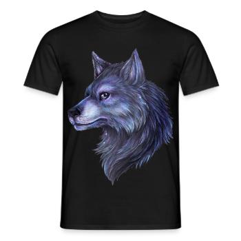 Mystical wolf hand drawn great night motif - Men's T-Shirt - black - Front - AI Model Male 178 light (178cm)