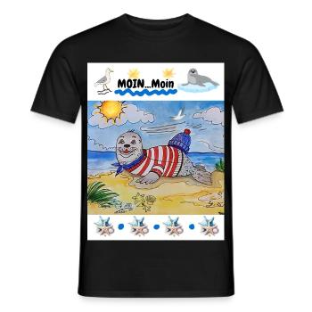 EG Holiday I Seal I North Sea I Gift Idea - Men's T-Shirt - black - Front - AI Model Male 178 light (178cm)