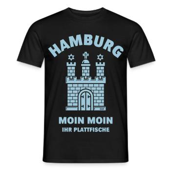Hambourg – Moin Moin Ihr Plattfische Plattdeutsch S - T-shirt homme - noir - Devant - AI Model Male 178 light (178cm)