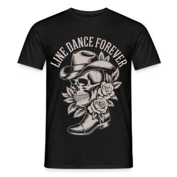 Line Dance Skull with Hat Roses - Men's T-Shirt - black - Front - AI Model Male 178 light (178cm)