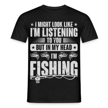 La pêche dans ma tête - T-shirt homme - noir - Devant - AI Model Male 178 light (178cm)