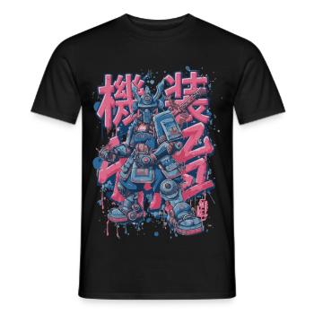 Samurai Mech – Motif de robot manga d’anime - T-shirt homme - noir - Devant - AI Model Male 178 light (178cm)