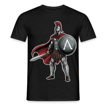 Hoplitisches Spartanisches Lambda-Schild-Schwert-Maskottchen - Männer T-Shirt - Schwarz - Vorne - AI Model Male 178 light (178cm)
