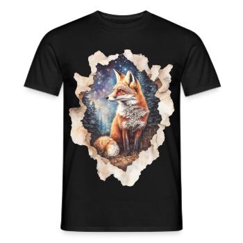 Fox Starry Sky - Men's T-Shirt - black - Front - AI Model Male 178 light (178cm)