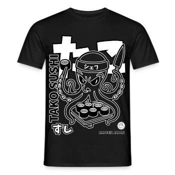 Oktopus Sushi Chef  - Männer T-Shirt - Schwarz - Vorne - AI Model Male 178 light (178cm)