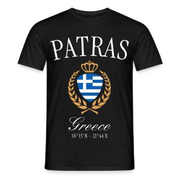 Couronne des armoiries de Patras en Grèce – Souvenir de voyage - T-shirt homme - noir - Devant - AI Model Male 178 light (178cm)