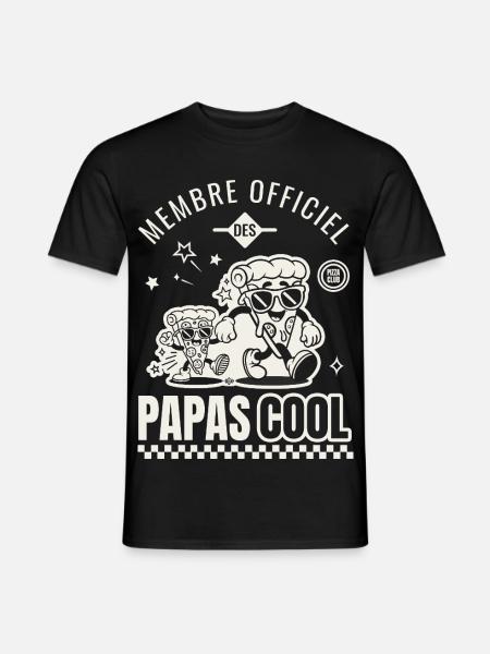 Papa cool club pizza cadeau fête des pères - T-shirt homme - noir