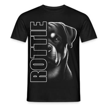 Rottweiler Porträt mit ROTTIE Schriftzug - Männer T-Shirt - Schwarz - Vorne - AI Model Male 178 light (178cm)