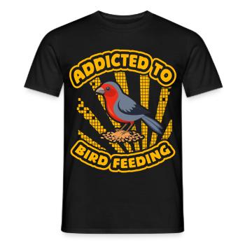 Accro à l’alimentation des oiseaux - T-shirt homme - noir - Devant - AI Model Male 178 light (178cm)