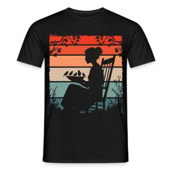 Bird Feeding - Men's T-Shirt - black - Front - AI Model Male 178 light (178cm)