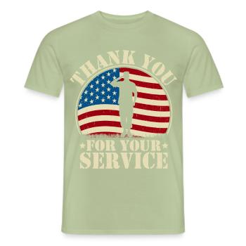 Merci pour votre service - T-shirt homme - vert sauge - Devant - AI Model Male 178 light (178cm)