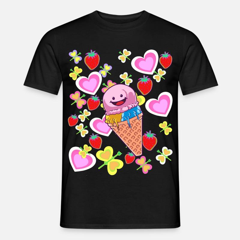 Sommer Retro Eis Eiskrem Kinder Kind Eiscrem - Männer T-Shirt - Schwarz