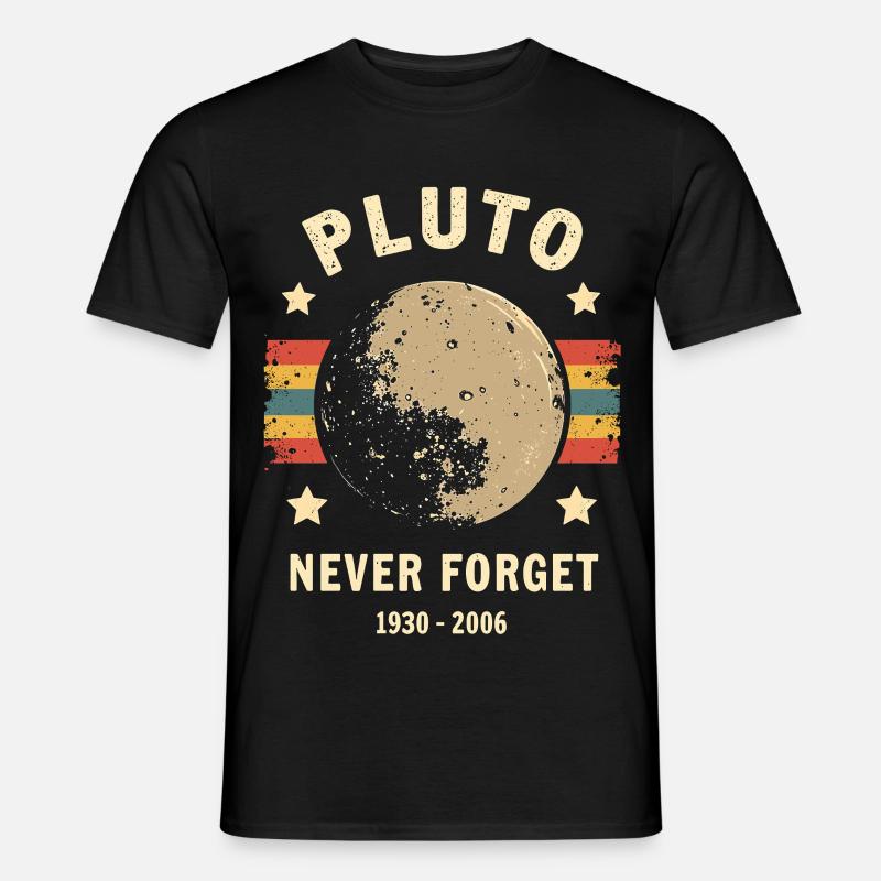 Pluto Never Forget – Retro Space - Männer T-Shirt - Schwarz