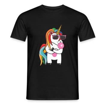 Einhorn mit Sonnenbrille und Kaugummi - Männer T-Shirt - Schwarz - Vorne - AI Model Male 178 light (178cm)