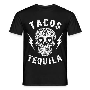 Tacos Tequila & Skull Vibes - Men's T-Shirt - black - Front - AI Model Male 178 light (178cm)