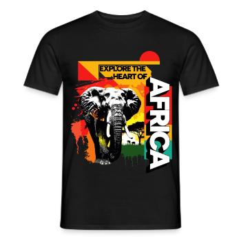 Afrique Éléphant Nature Aventure Safari en pleine nature - T-shirt homme - noir - Devant - AI Model Male 178 light (178cm)