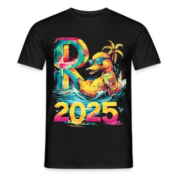 Pension 2025 Duck Pensioner Retired Funny - Men's T-Shirt - black - Front - AI Model Male 178 light (178cm)