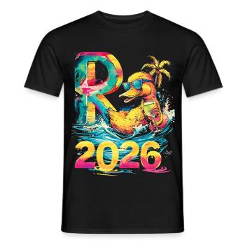 Pension 2026 Duck Pensioner Retired Funny - Men's T-Shirt - black - Front - AI Model Male 178 light (178cm)