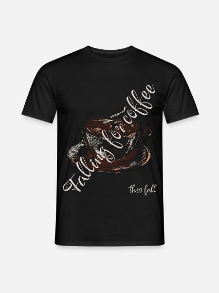 Falling for Coffee - Herbstliebe - Männer T-Shirt - Schwarz