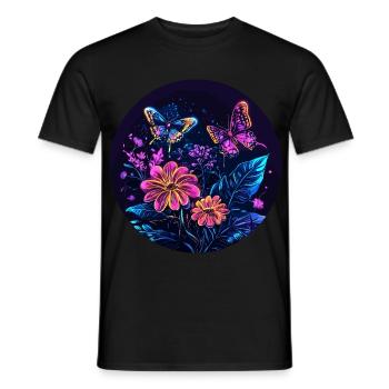 Neon-Schmetterlinge bei Nacht - Männer T-Shirt - Schwarz - Vorne - AI Model Male 178 light (178cm)