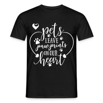 Pets Leave Pawprints On Our Heart - Men's T-Shirt - black - Front - AI Model Male 178 light (178cm)