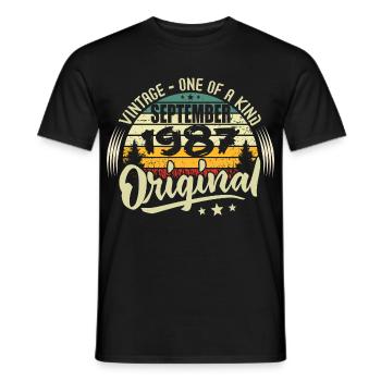 Septembre 1987 Anniversaire 1987 Septembre 1987 - T-shirt homme - noir - Devant - AI Model Male 178 light (178cm)