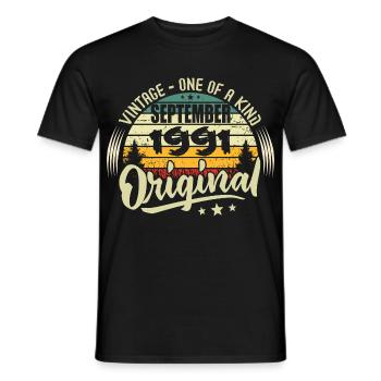September 1991 Anniversary 1991 September 1991 - Men's T-Shirt - black - Front - AI Model Male 178 light (178cm)