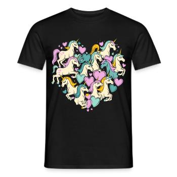 Unicorn Unicorns Heart Heart Shape Love Colorful Cute - Men's T-Shirt - black - Front - AI Model Male 178 light (178cm)