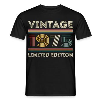 1975 Birthday 1975 Retro 1975 Gift 1975 - Men's T-Shirt - black - Front - AI Model Male 178 light (178cm)