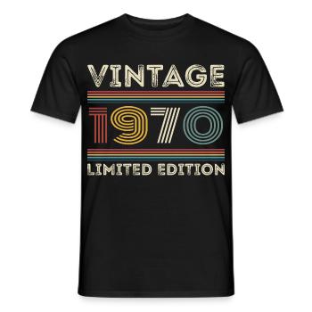 1970 Birthday 1970 Retro 1970's Gift 1970's - Men's T-Shirt - black - Front - AI Model Male 178 light (178cm)