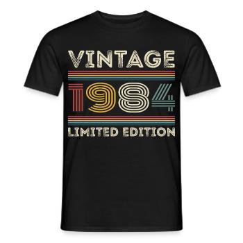 1984 Birthday 1984 Retro 1984 Gift 1984 - Men's T-Shirt - black - Front - AI Model Male 178 light (178cm)