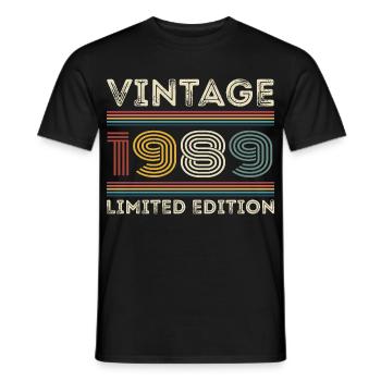 1989 Anniversaire 1989 Retro 1989 Cadeau 1989 - T-shirt homme - noir - Devant - AI Model Male 178 light (178cm)