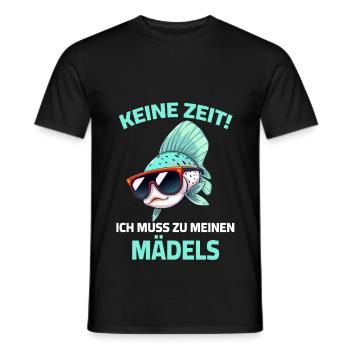 Guppy Fisch - Keine Zeit ich muss zu meinen Mädels - Männer T-Shirt - Schwarz - Vorne - AI Model Male 178 light (178cm)