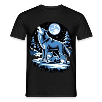 Wolfsnacht: Heulen im Mondlicht - Männer T-Shirt - Schwarz - Vorne - AI Model Male 178 light (178cm)