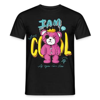 Cool Teddy - Graffiti Urban Streat Wear Style - Männer T-Shirt - Schwarz - Vorne - AI Model Male 178 light (178cm)