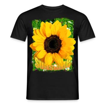 soleil tournesol fleur prairie - T-shirt homme - noir - Devant - AI Model Male 178 light (178cm)