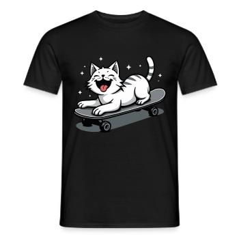 Skateur Skateur Chat Skateboard Patinage - T-shirt homme - noir - Devant - AI Model Male 178 light (178cm)