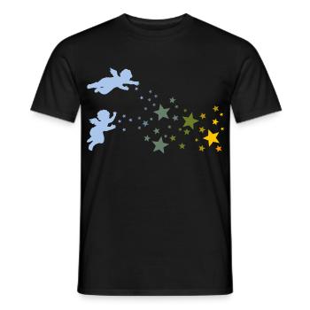Weihnachtssterne und Engel Sterne streuen Gelb Rot - Männer T-Shirt - Schwarz - Vorne - AI Model Male 178 light (178cm)