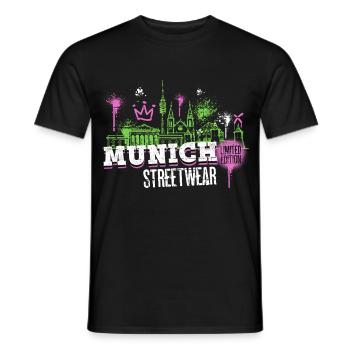 Munich Munich Skyline City Germany Graffiti - Men's T-Shirt - black - Front - AI Model Male 178 light (178cm)