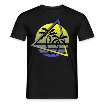 Rétro des années 80 Synthwave palmiers coucher de soleil Design - T-shirt homme - noir - Devant - AI Model Male 178 light (178cm)